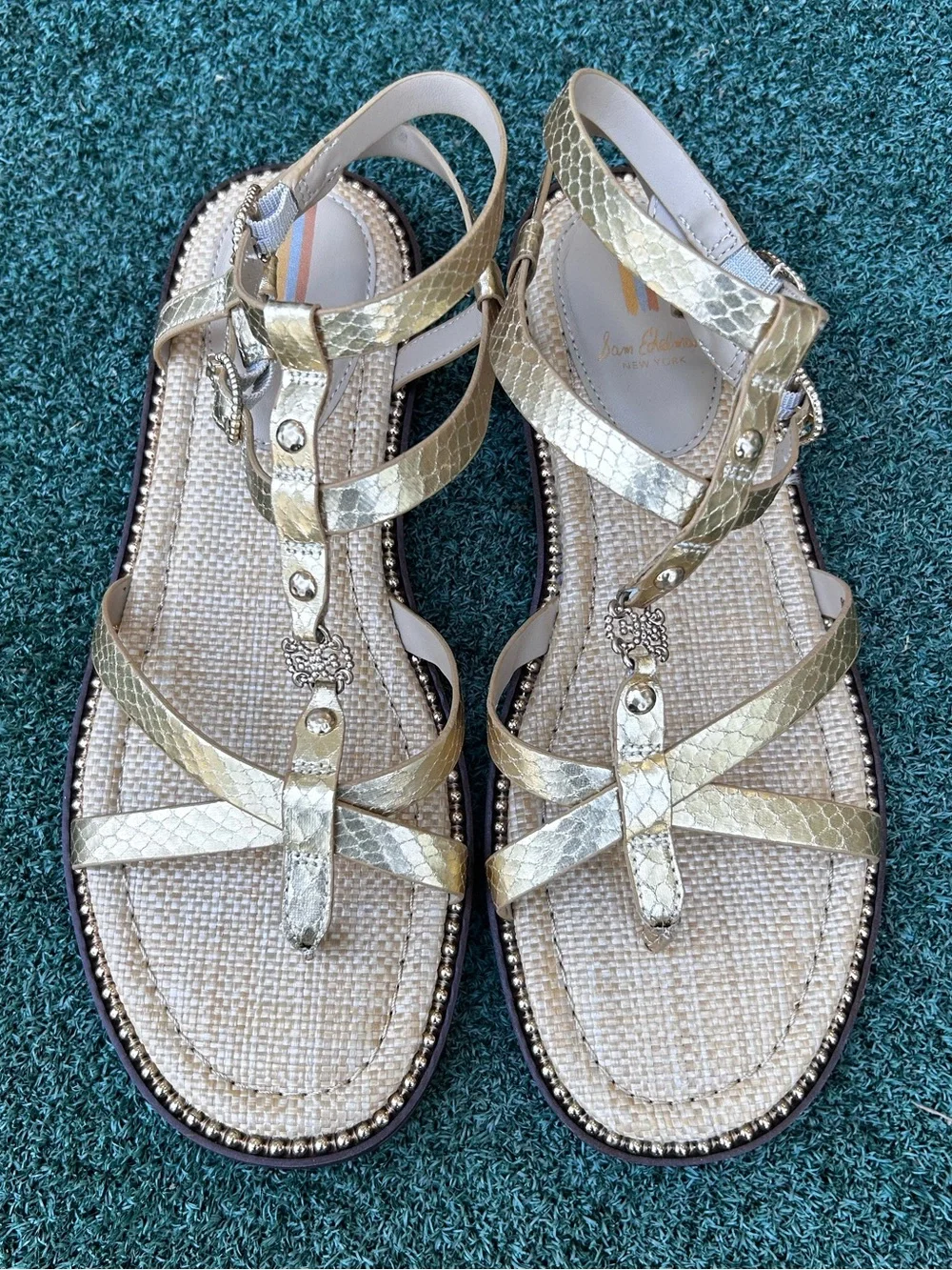NWT Sam Edelman Talya Ankle Strap Sandal Gold 9